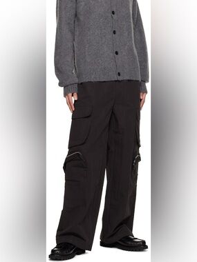 Men's Black Cargo Pants with Multi-Pocket Utility Design